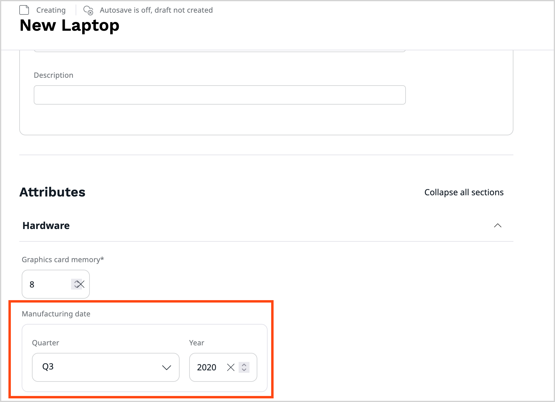 Creating a product using a date and time attribute with "trimester" accuracy level