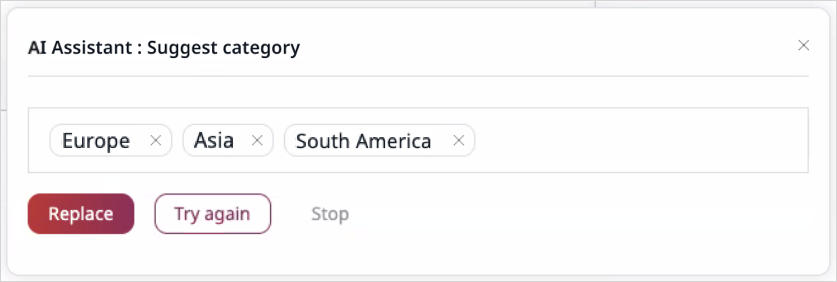 Taxonomy entries suggested by the AI Assistant